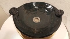 El Yapımı Seramik Lavabo - Çift Lale Dekorlu