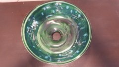 El Yapımı Seramik Lavabo -  Meşe Yaprağı Dekorlu