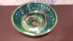El Yapımı Seramik Lavabo -  Meşe Yaprağı Dekorlu