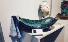 El Yapımı Seramik Lavabo -  Havlu Askılı Turkuaz