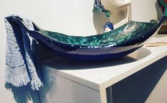El Yapımı Seramik Lavabo -  Havlu Askılı Turkuaz