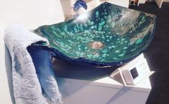 El Yapımı Seramik Lavabo -  Havlu Askılı Turkuaz