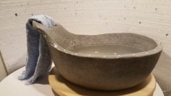 El Yapımı Seramik Lavabo -  Havlu Askılı Gri