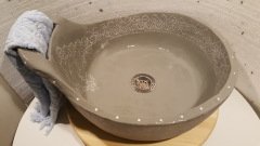 El Yapımı Seramik Lavabo -  Havlu Askılı Gri