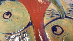 El Yapımı Seramik Pano - Balıklı Rölyef Pano