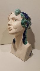 Seramik Heykel - Saçı Balıklı Beyaz Kadın