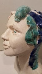 Seramik Heykel - Saçı Balıklı Beyaz Kadın