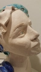 Seramik Heykel - Saçı Balıklı Beyaz Kadın