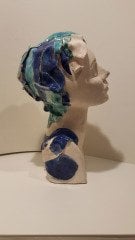 Seramik Heykel - Saçı Balıklı Beyaz Kadın