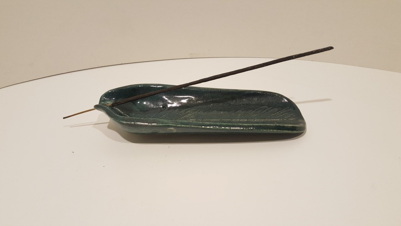 Simli Koyu Turkuaz Yaprak Desenli 18X6,5cm