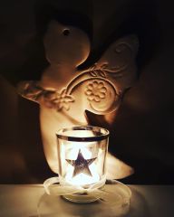 Beyaz Melek Duvar Tea Light Mumluk
