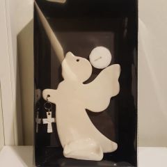 Beyaz Melek Duvar Tea Light Mumluk Eli Haçlı