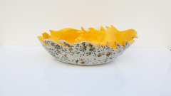 İçi Sarı Dışı Kristal Sırlı Kayık Çanak