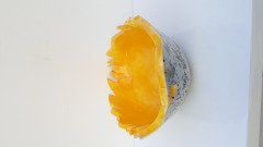 İçi Sarı Dışı Kristal Sırlı Kayık Çanak