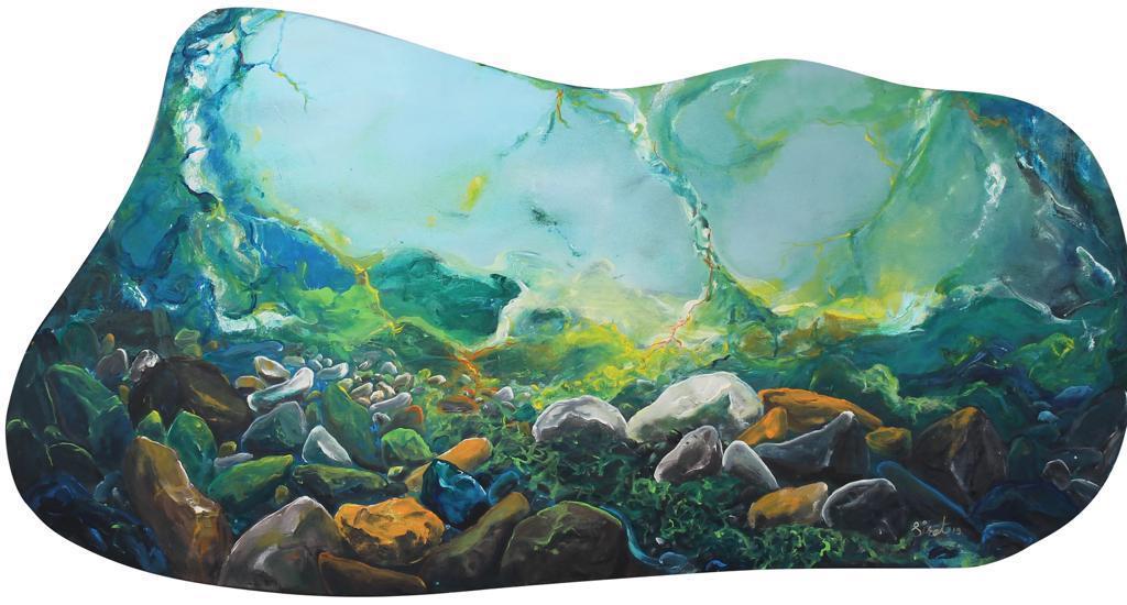 Tuval Üzeri Tağlı Boya / Islak İmzalı / Garantili / Orijinal Sanat Eseri 001 58x110 cm