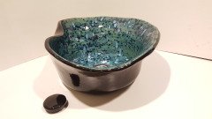 İçi Turkuaz içine kristal patlamalı, Dışı Parlak Siyah sırlı El Yapımı Seramik Lavabo