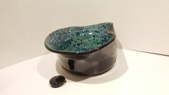 İçi Turkuaz içine kristal patlamalı, Dışı Parlak Siyah sırlı El Yapımı Seramik Lavabo