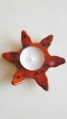 Bir Çift Kırmızı Kristal Sırlı Tea Ligth Mumluk