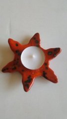 Bir Çift Kırmızı Kristal Sırlı Tea Ligth Mumluk