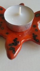 Bir Çift Kırmızı Kristal Sırlı Tea Ligth Mumluk