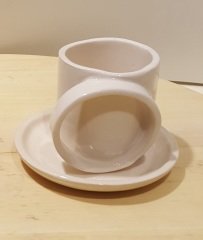 Özel Kulplu Krem Duble Fincan