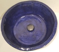 Dövme bakır efektli Lacivert simli sırlı el yapımı seramik lavabo