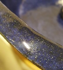 Dövme bakır efektli Lacivert simli sırlı el yapımı seramik lavabo