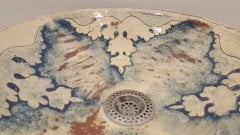El yapımı, el boyaması seramik lavabo