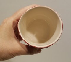 Kırmızı Beyaz Kupa Bardak Kulpsuz