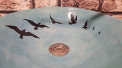 Kuş Dekorlu lavabo (Göçmen Kuşlar)