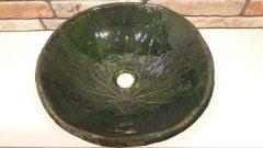 Yaprak dokulu El yapımı seramik lavabo