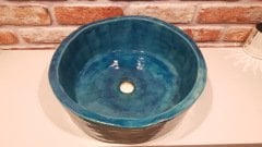 Açık turkuaz lavabo El yapımı seramik lavabo