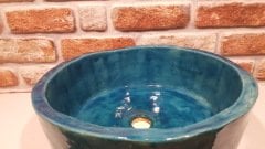 Açık turkuaz lavabo El yapımı seramik lavabo