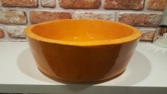 Turuncu renkli El yapımı seramik lavabo 2