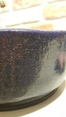 Lacivert çiçek dekorlu simli sırlı lavabo