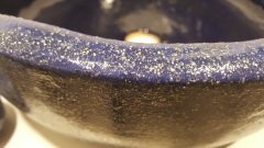 Lacivert çiçek dekorlu simli sırlı lavabo