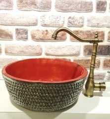 Bakır dövme lavabo