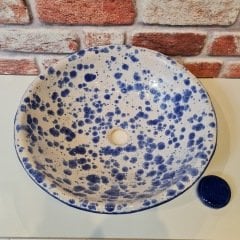 Beyaz Lacivert Lavabo