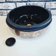 Gold bronz parlak siyah lavabo