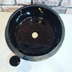 Gold bronz parlak siyah lavabo